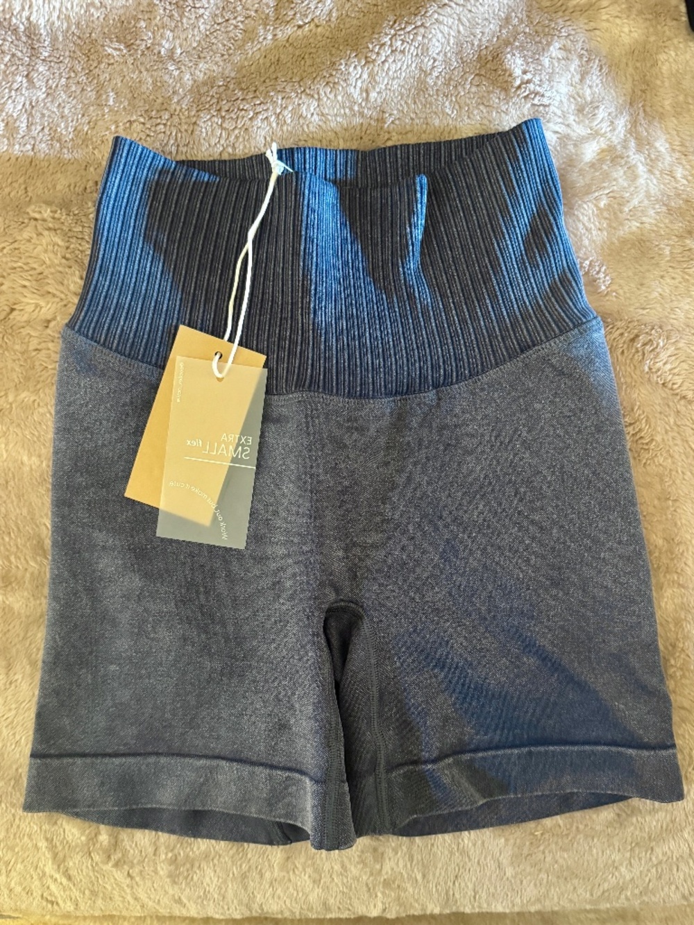 POPFLEX MID flex Navy Ribbed Women's Bike Shorts